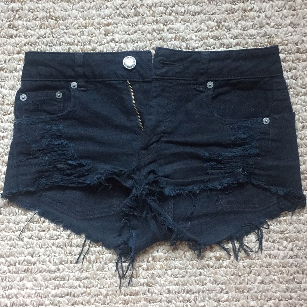 American Eagle black denim shorts